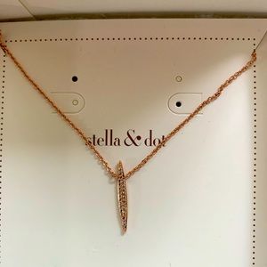 Stella & Dot Rose Gold Necklace with Pave Pendant